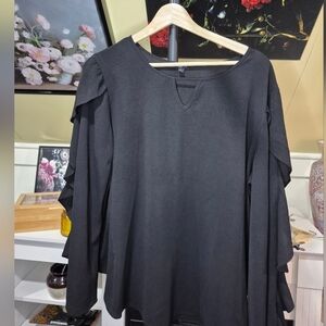 Sami & Jo Black Ruffle Sleeve Blouse